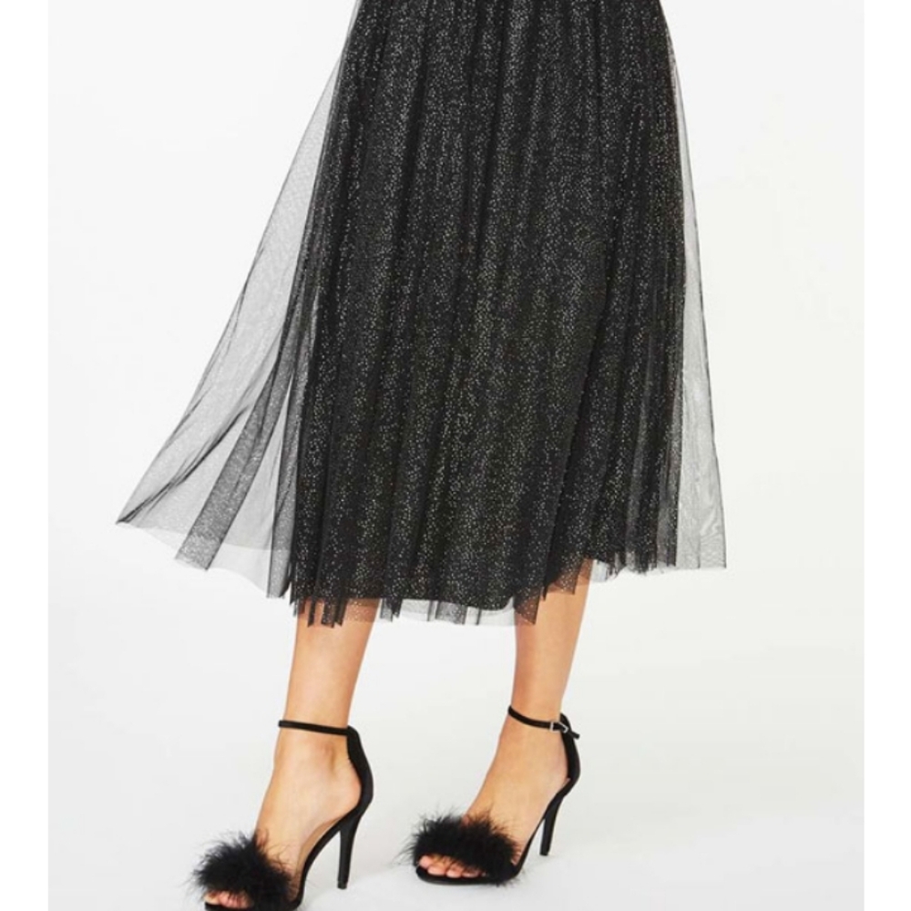 She + Sky Black Sparkle Midi Skirt - Picture 5 of 8